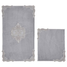 Mijölnir Juego de alfombras de baño de felpa Gris